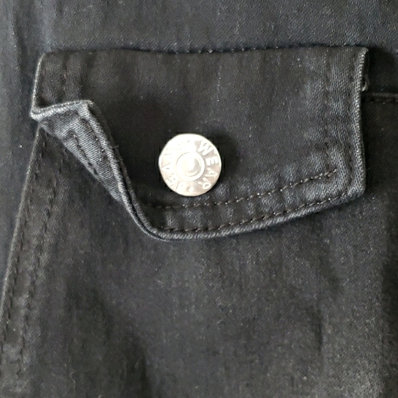 Black Skinny Fit Cross-Back Distressed Overalls Size 4/6 W28 - Picture 4 of 11